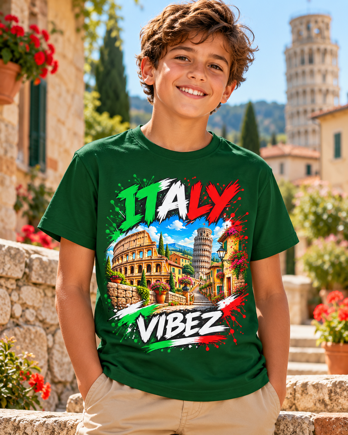 Italy Vibez Kids Jersey | Italian Landmarks Soccer Shirt