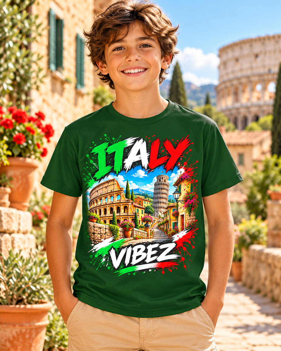 Italy Vibez Kids Jersey | Italian Landmarks Soccer Shirt