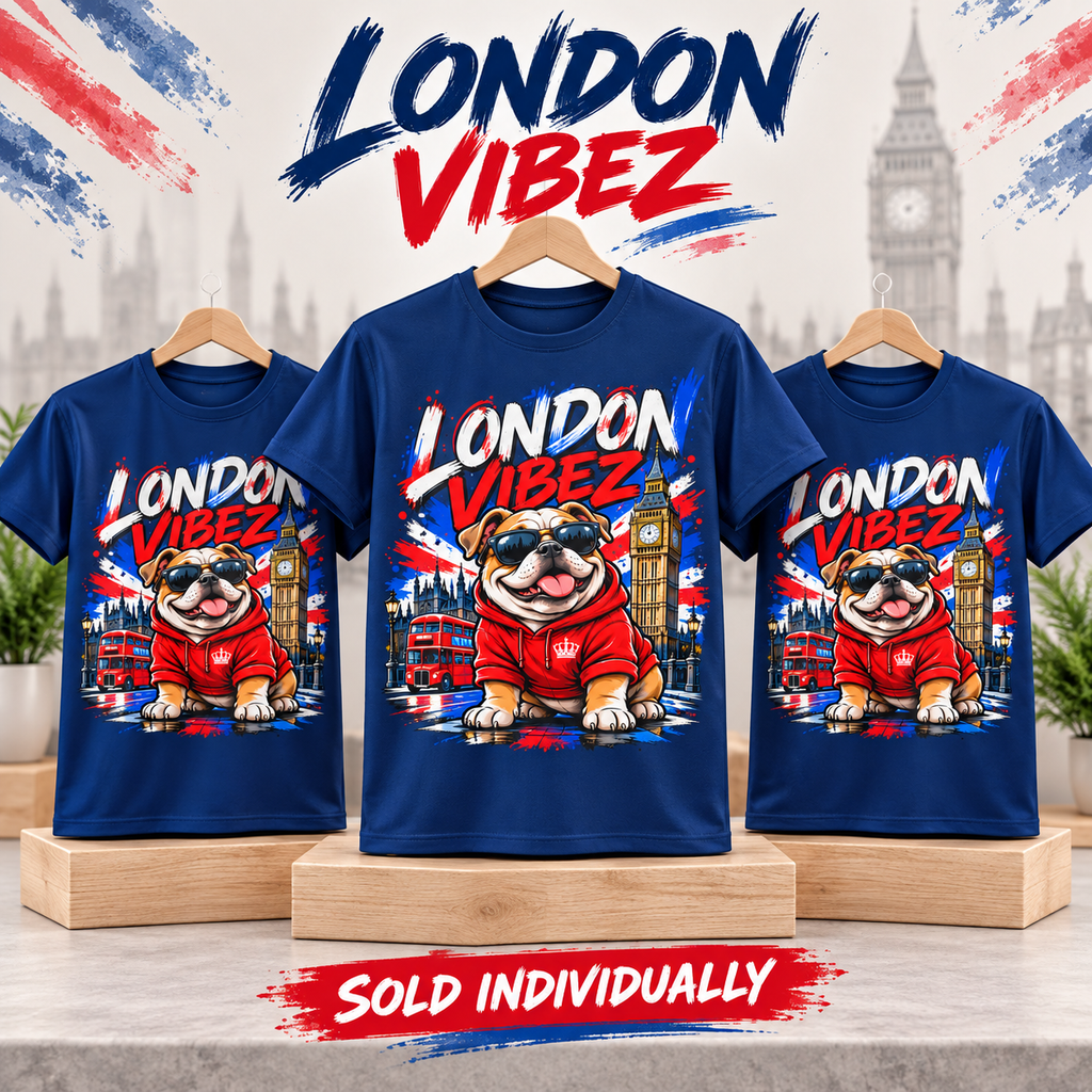 London Vibez Bulldog Graphic Kids Jersey | Union Jack, Big Ben
