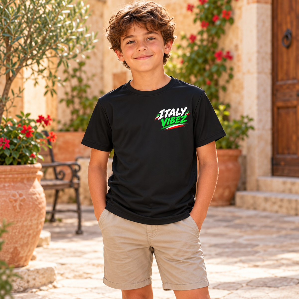 Italy Vibez Kids Jersey | Italian Flag Colosseum Leaning Tower Sports Tee
