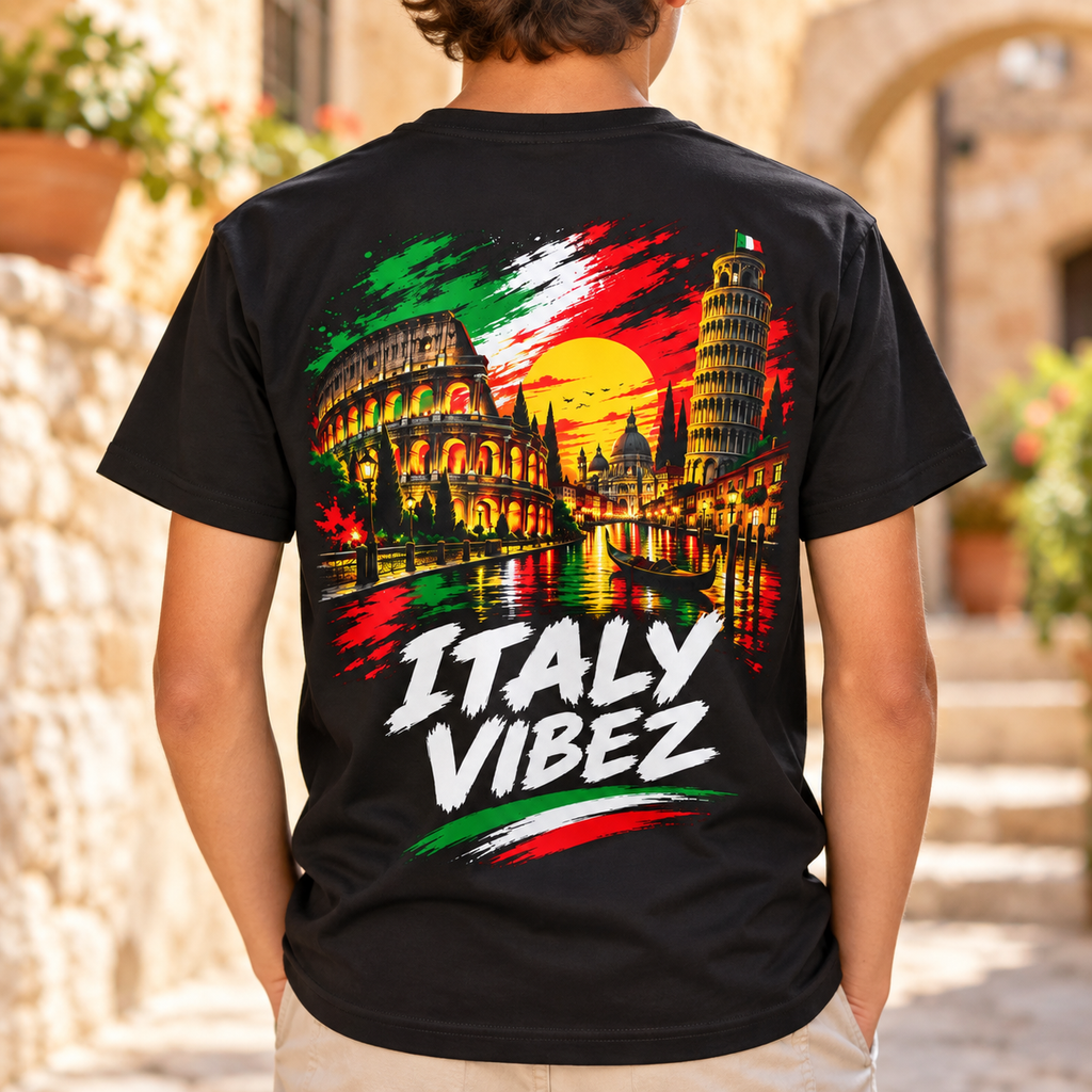 Italy Vibez Kids Jersey | Italian Flag Colosseum Leaning Tower Sports Tee