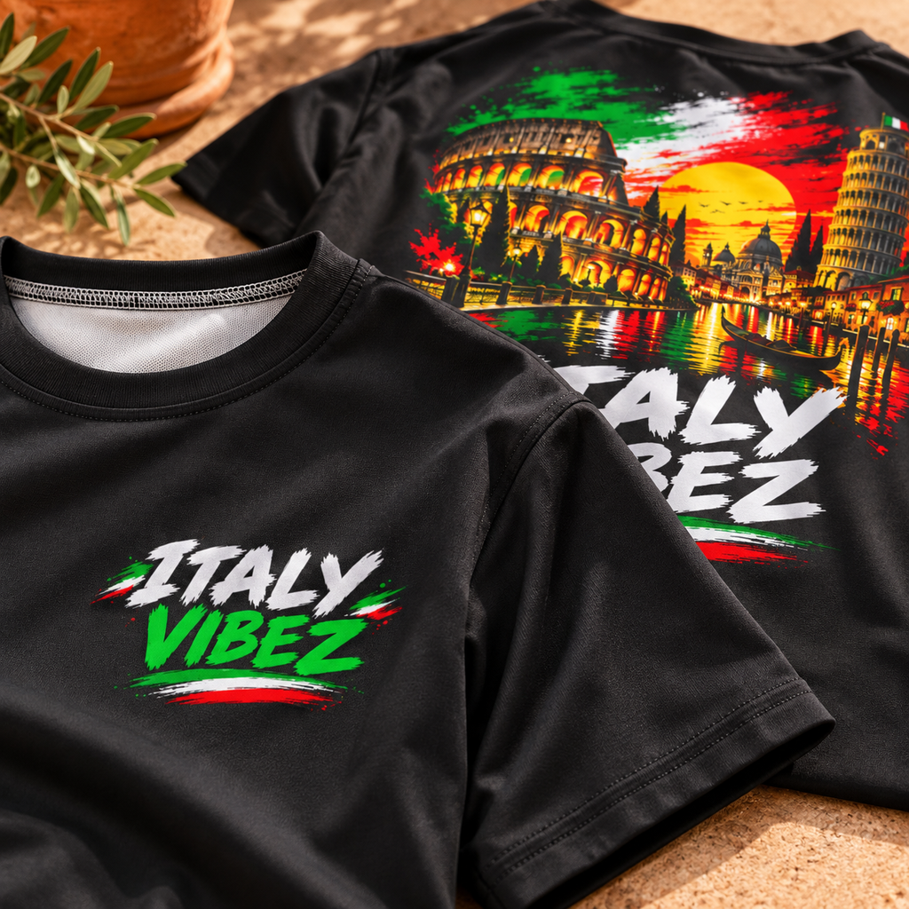 Italy Vibez Kids Jersey | Italian Flag Colosseum Leaning Tower Sports Tee