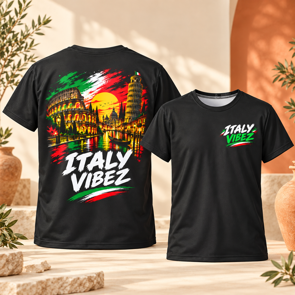 Italy Vibez Kids Jersey | Italian Flag Colosseum Leaning Tower Sports Tee