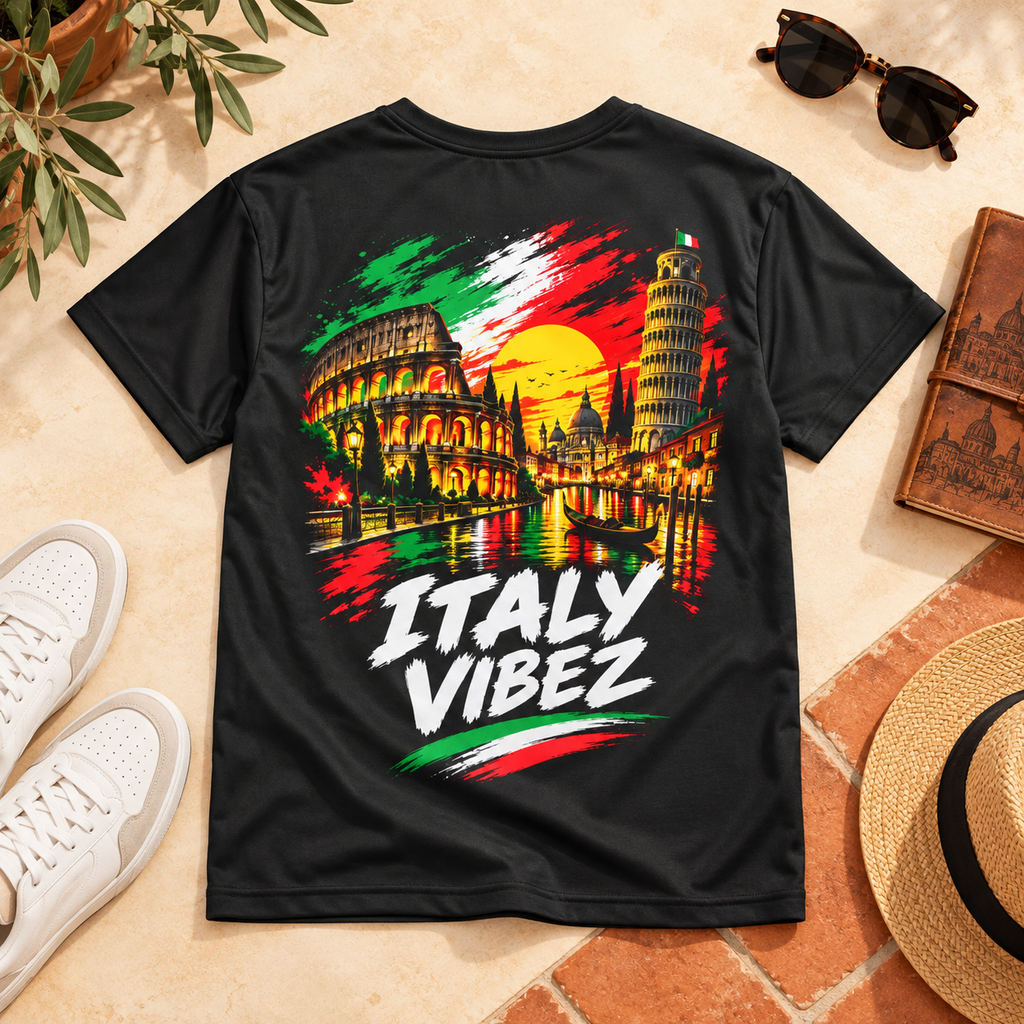 Italy Vibez Kids Jersey | Italian Flag Colosseum Leaning Tower Sports Tee