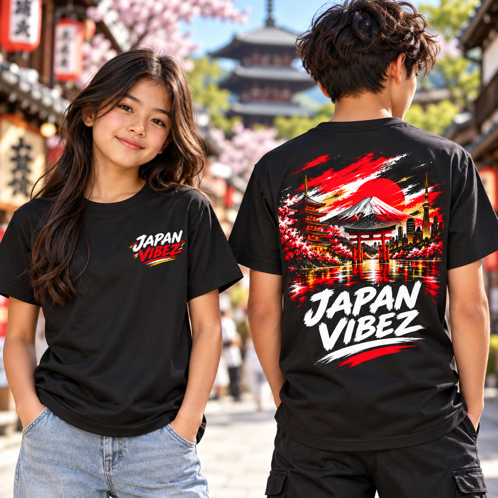 Japan Vibez Kids Jersey | Mount Fuji Torii Cherry Blossom Graphic