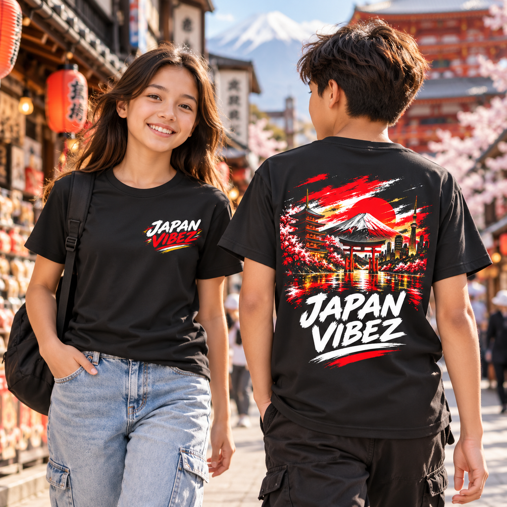 Japan Vibez Kids Jersey | Mount Fuji Torii Cherry Blossom Graphic