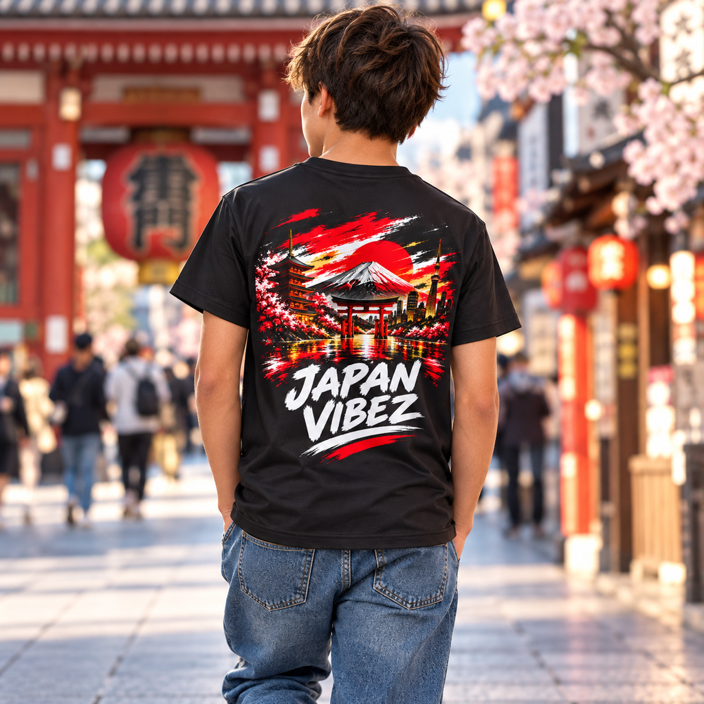 Japan Vibez Kids Jersey | Mount Fuji Torii Cherry Blossom Graphic