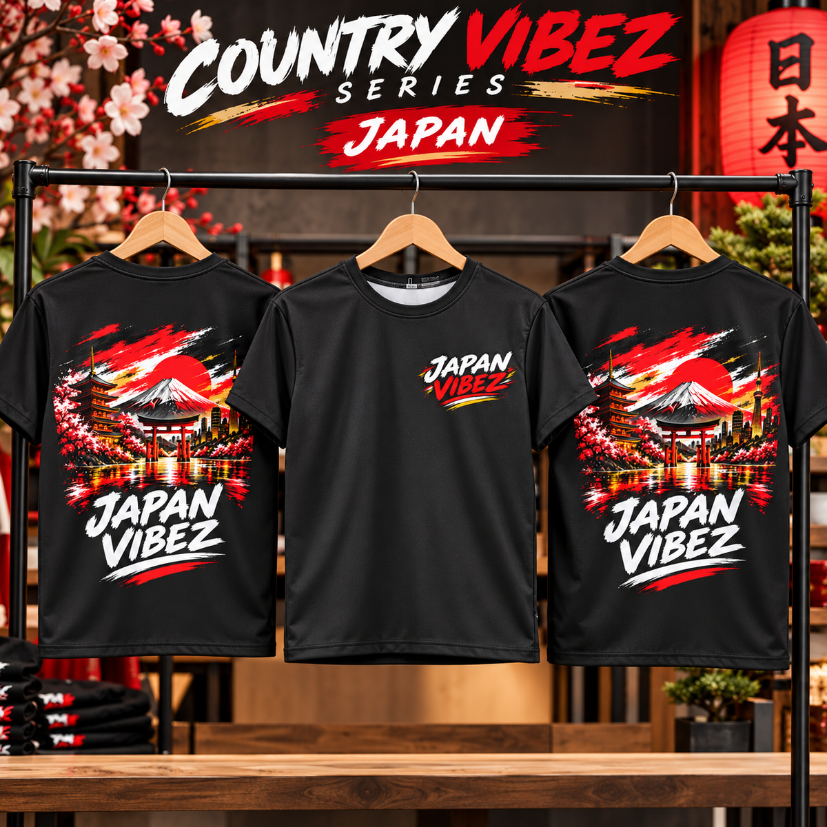 Japan Vibez Kids Jersey | Mount Fuji Torii Cherry Blossom Graphic