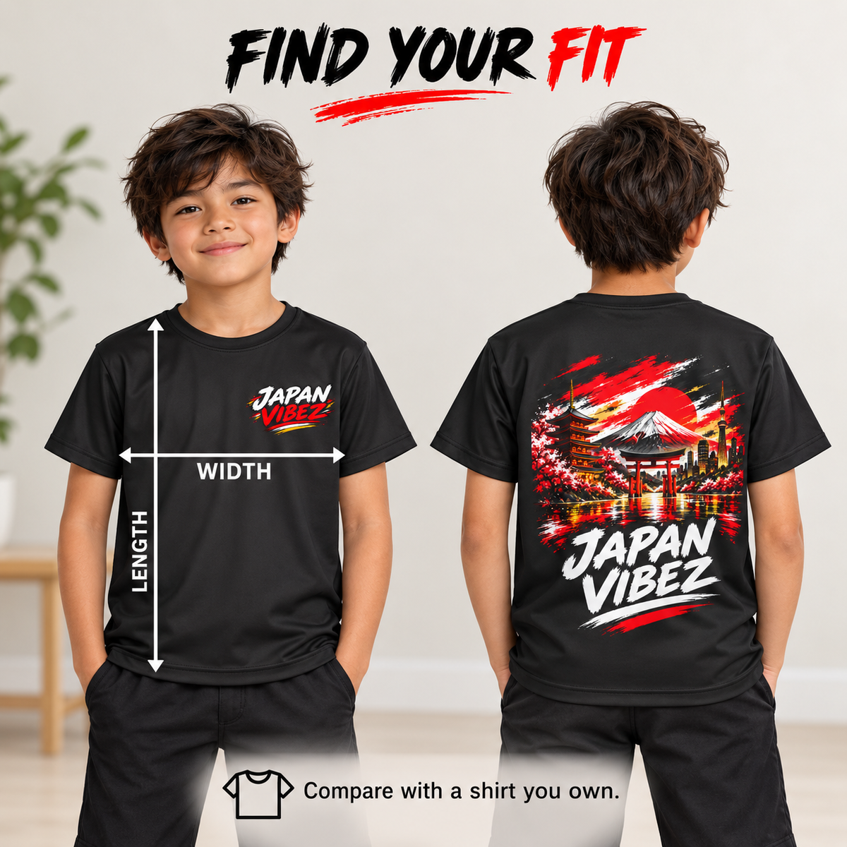 Japan Vibez Kids Jersey | Mount Fuji Torii Cherry Blossom Graphic
