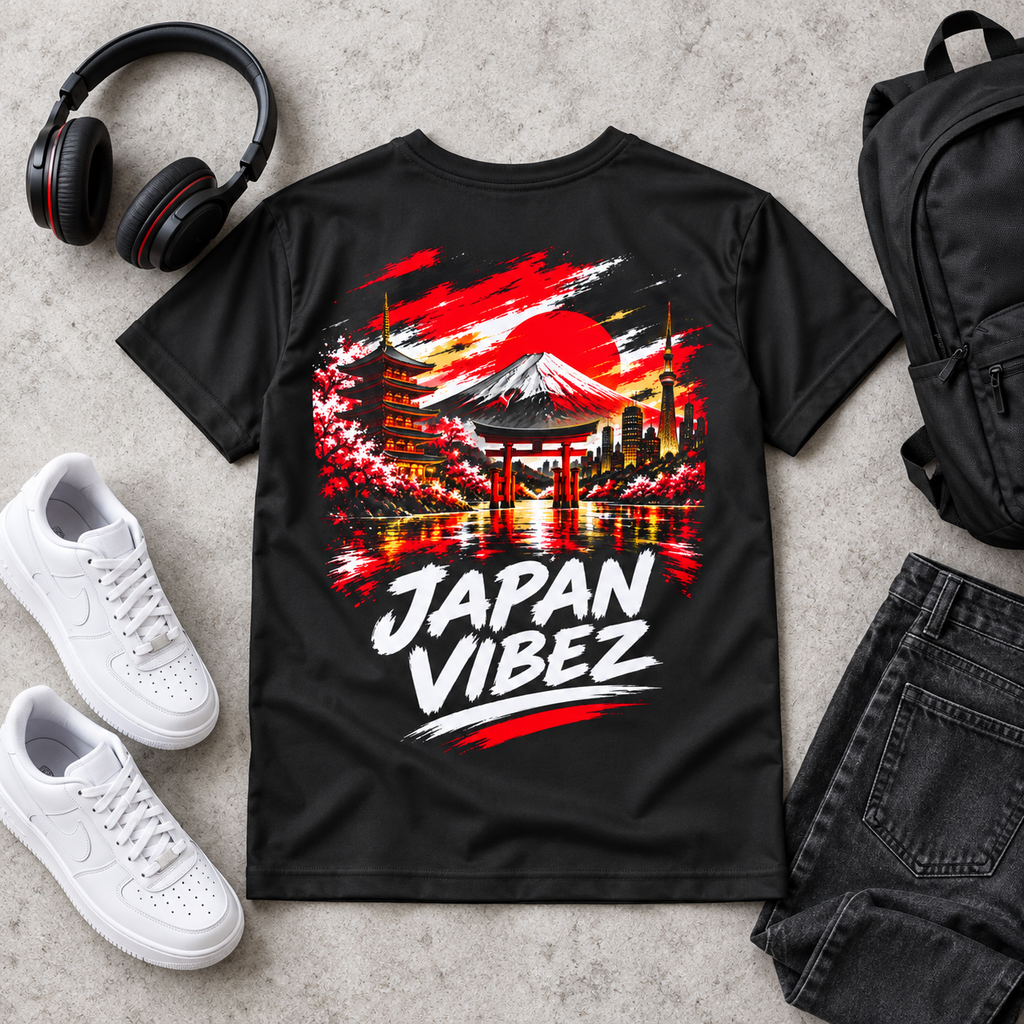 Japan Vibez Kids Jersey | Mount Fuji Torii Cherry Blossom Graphic
