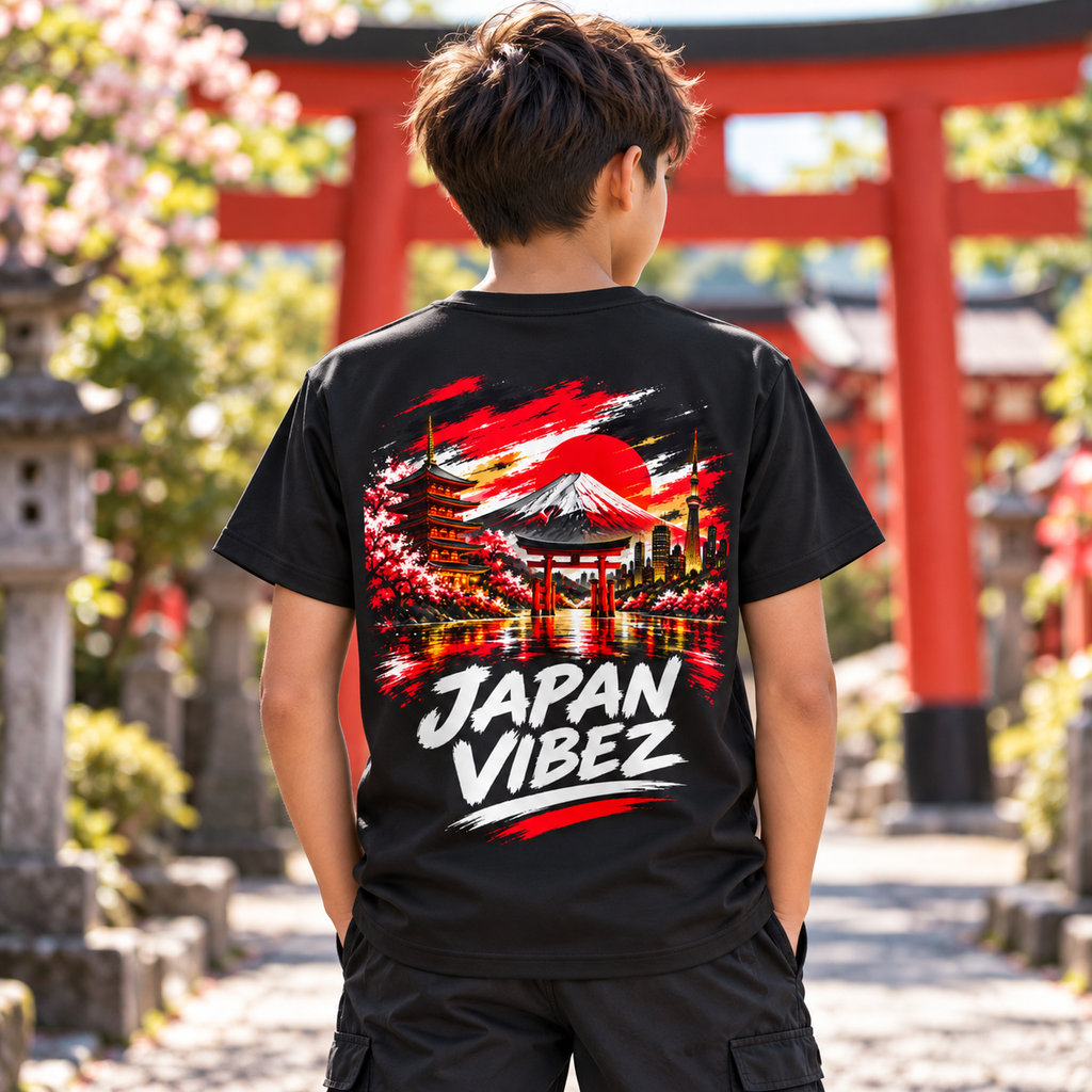 Japan Vibez Kids Jersey | Mount Fuji Torii Cherry Blossom Graphic