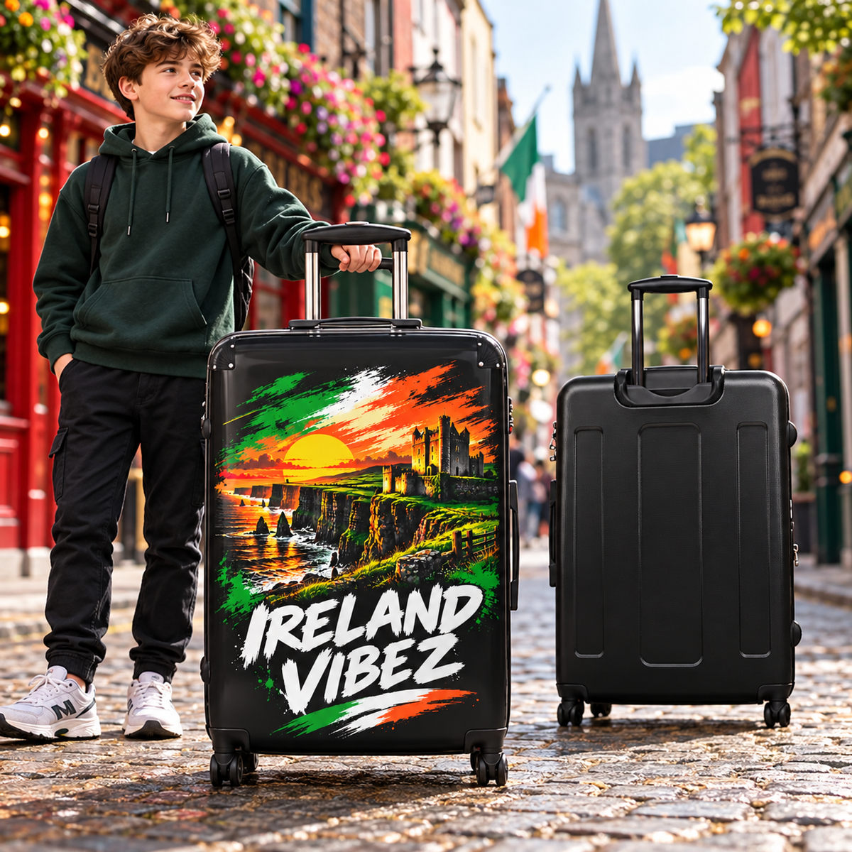 Ireland Vibez Suitcase | Irish Cliffs Sunset Travel Luggage