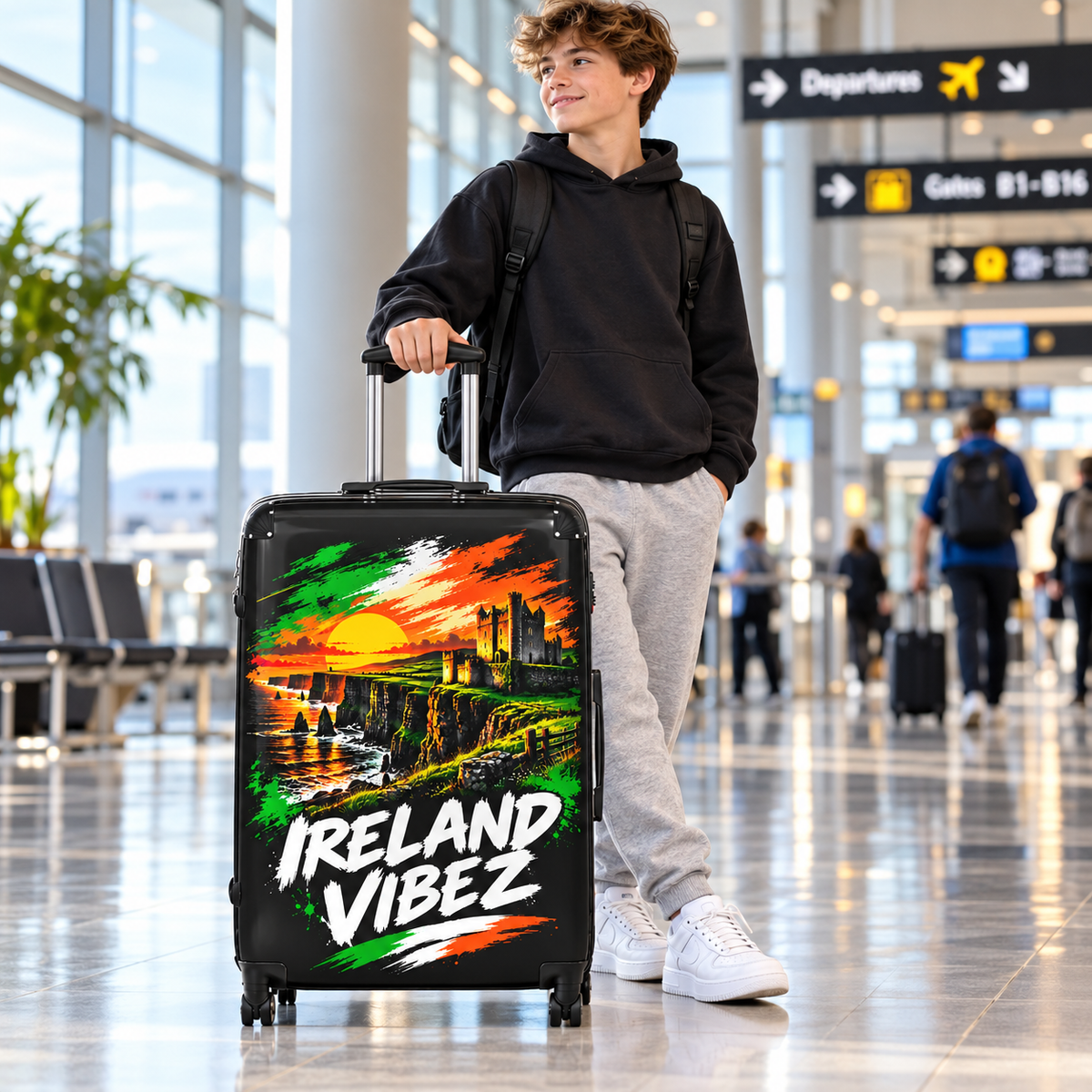Ireland Vibez Suitcase | Irish Cliffs Sunset Travel Luggage