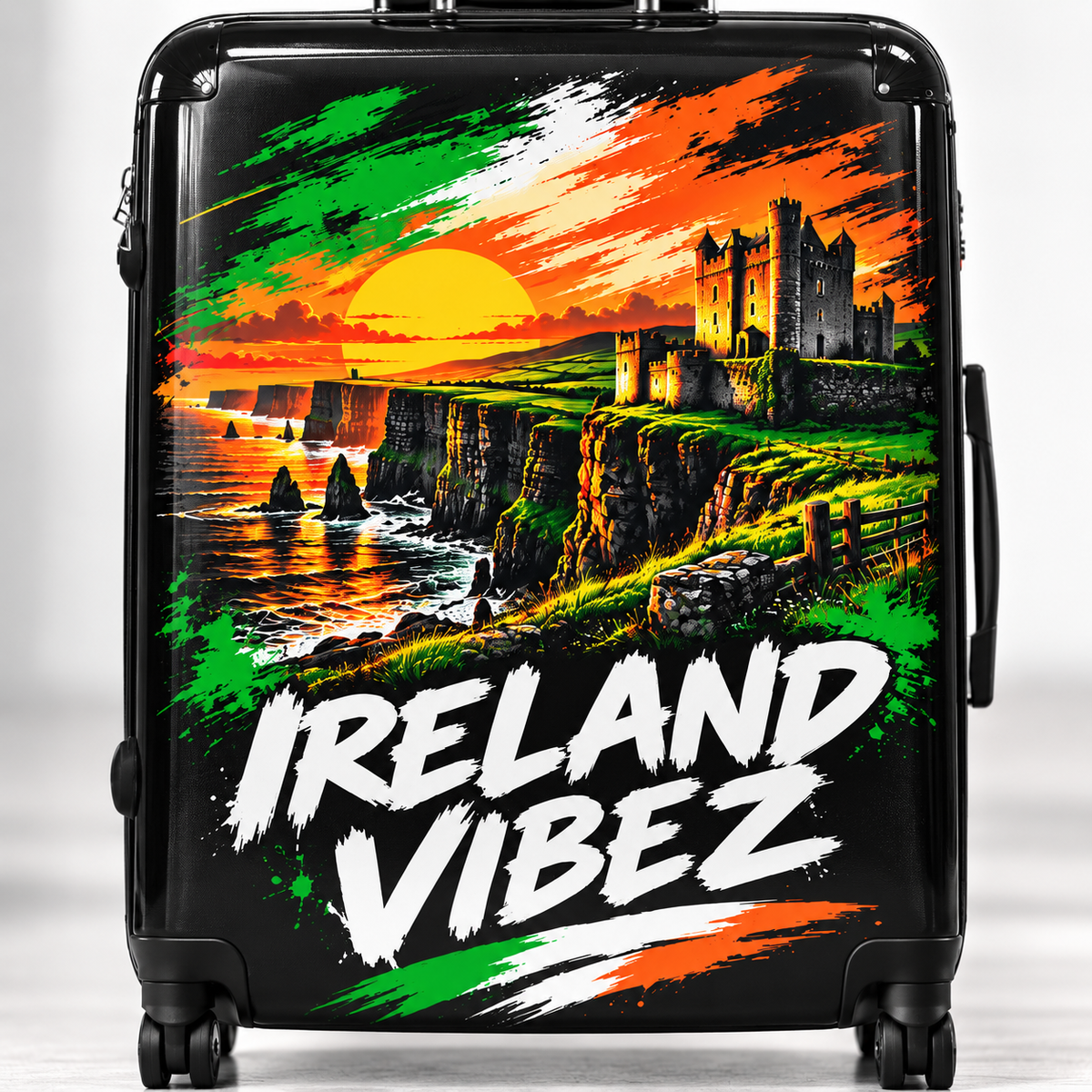 Ireland Vibez Suitcase | Irish Cliffs Sunset Travel Luggage