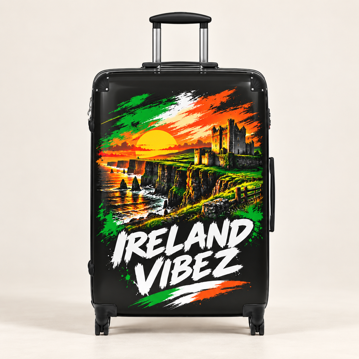 Ireland Vibez Suitcase | Irish Cliffs Sunset Travel Luggage