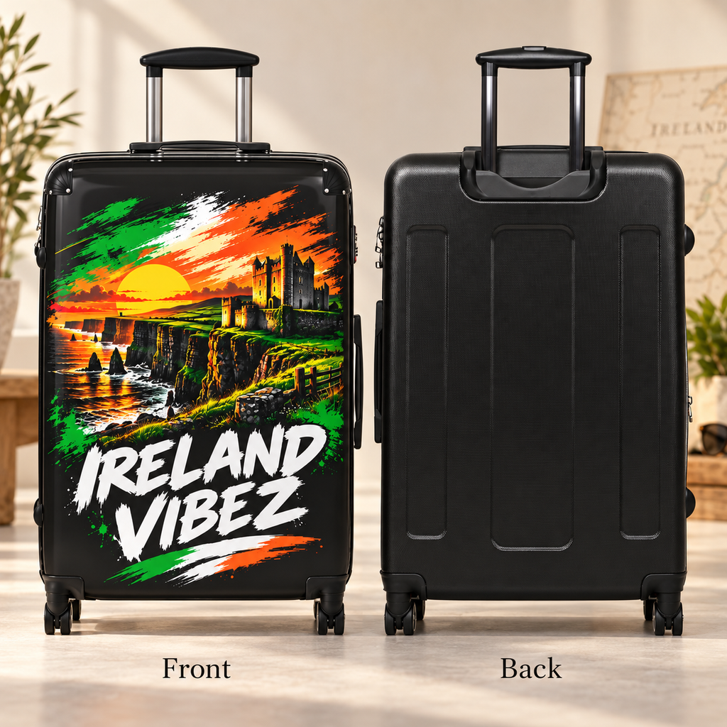 Ireland Vibez Suitcase | Irish Cliffs Sunset Travel Luggage