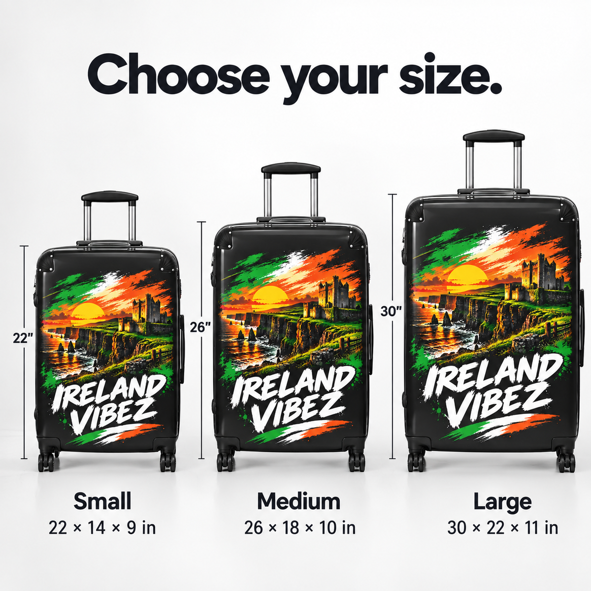 Ireland Vibez Suitcase | Irish Cliffs Sunset Travel Luggage