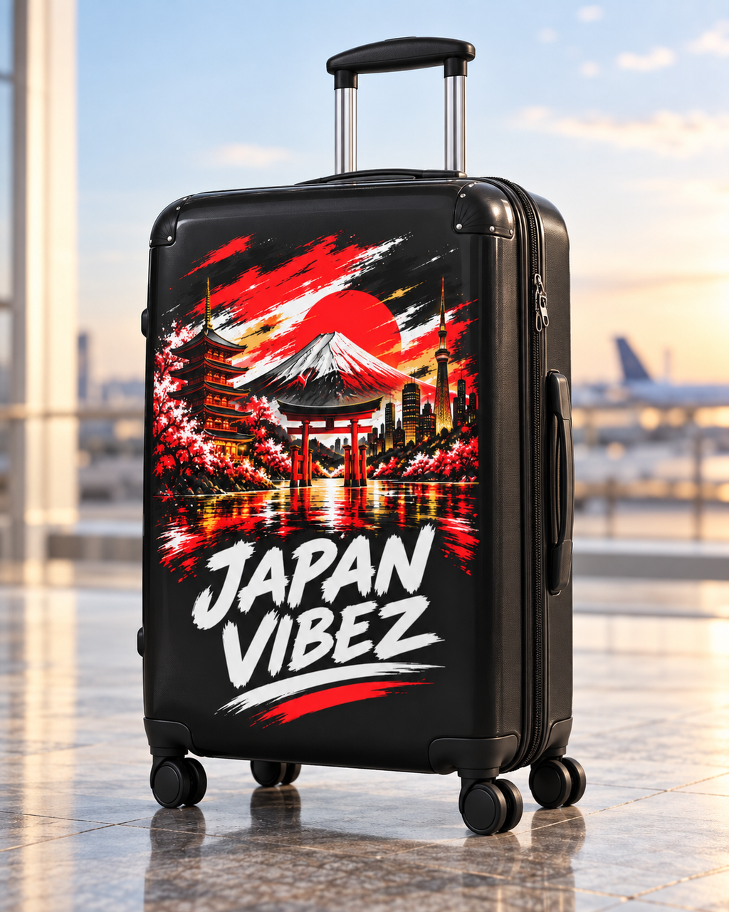Japan Vibez Suitcase | Mount Fuji Pagoda Sunset Luggage