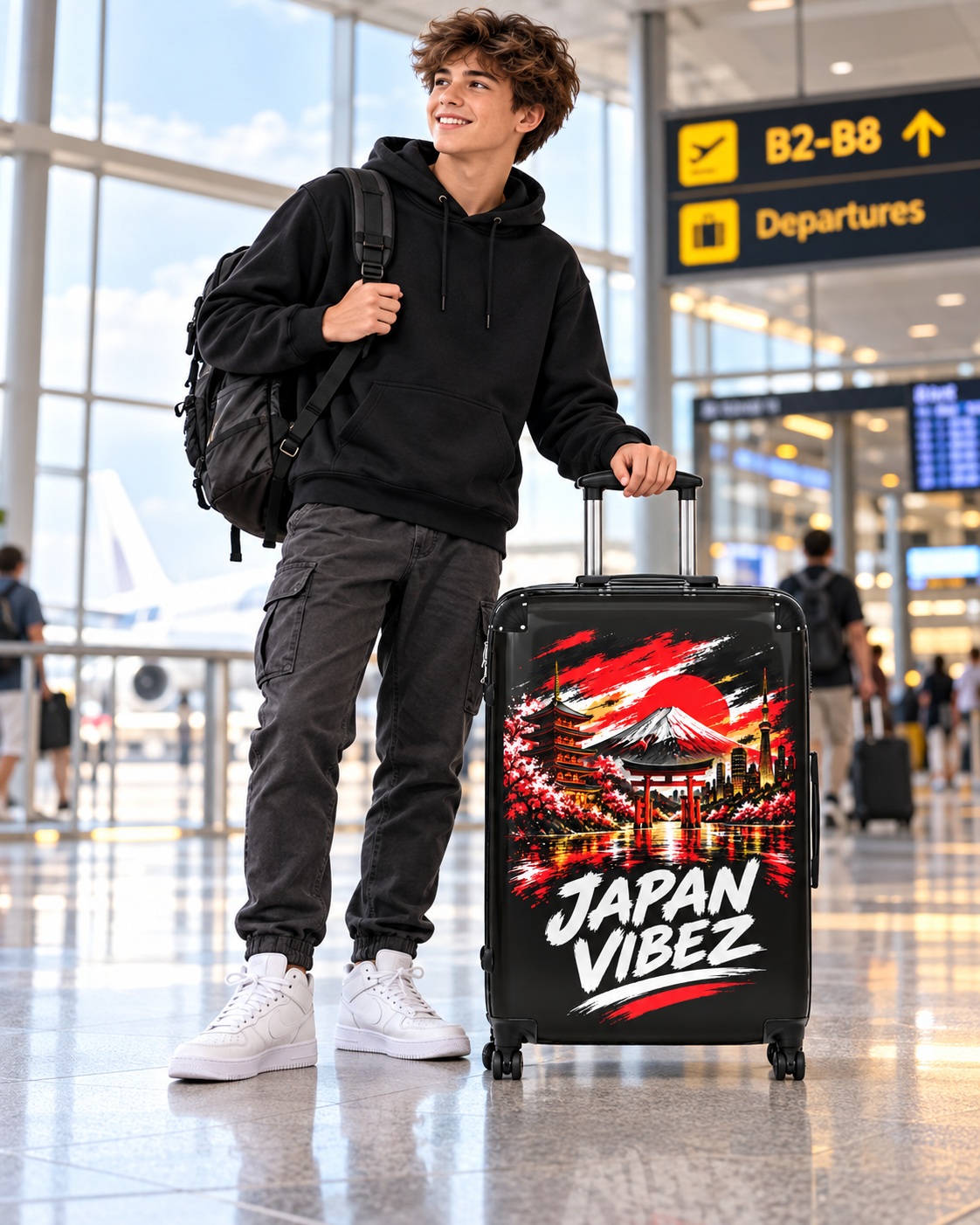 Japan Vibez Suitcase | Mount Fuji Pagoda Sunset Luggage