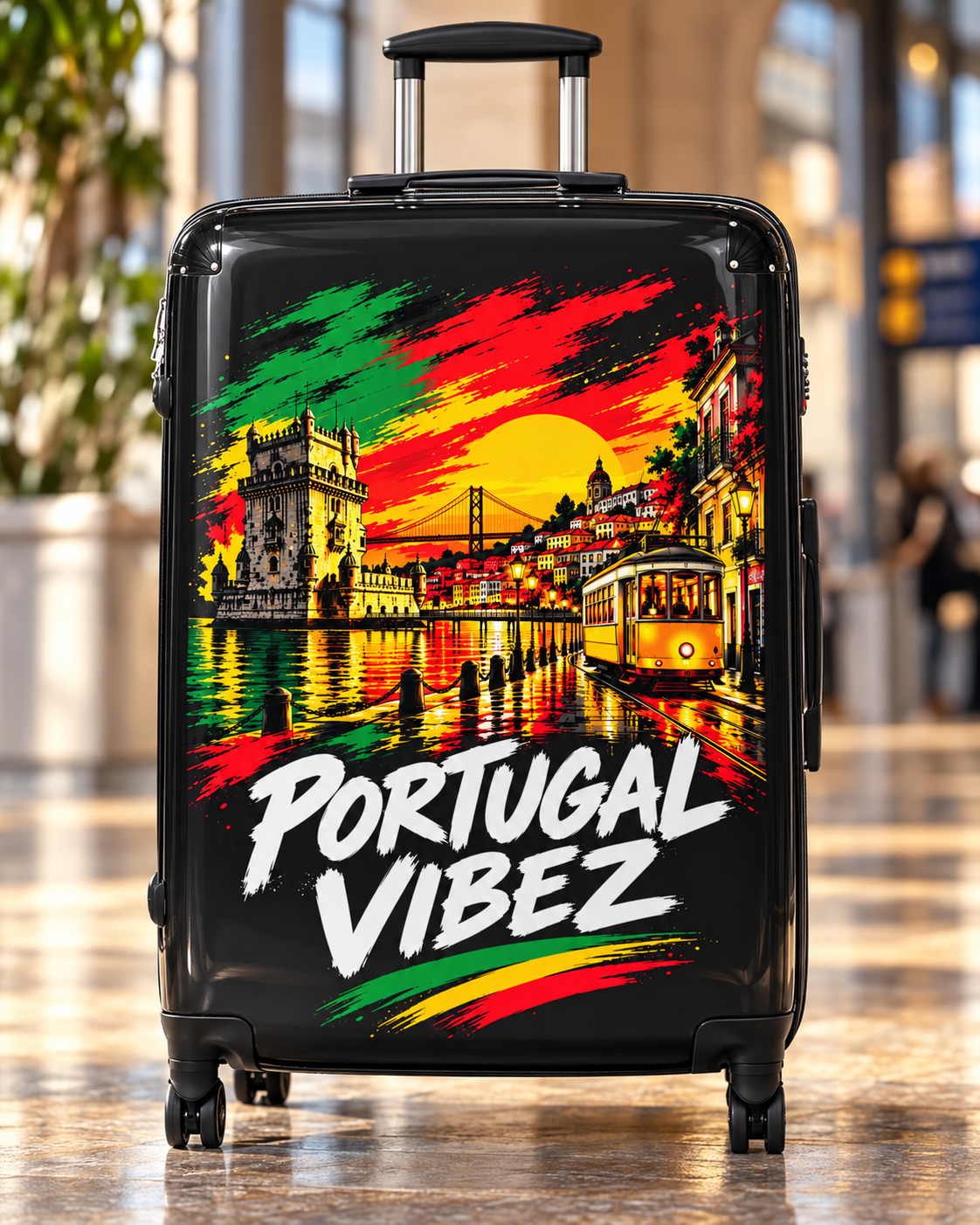 Portugal Vibez suitcase | Lisbon skyline travel luggage
