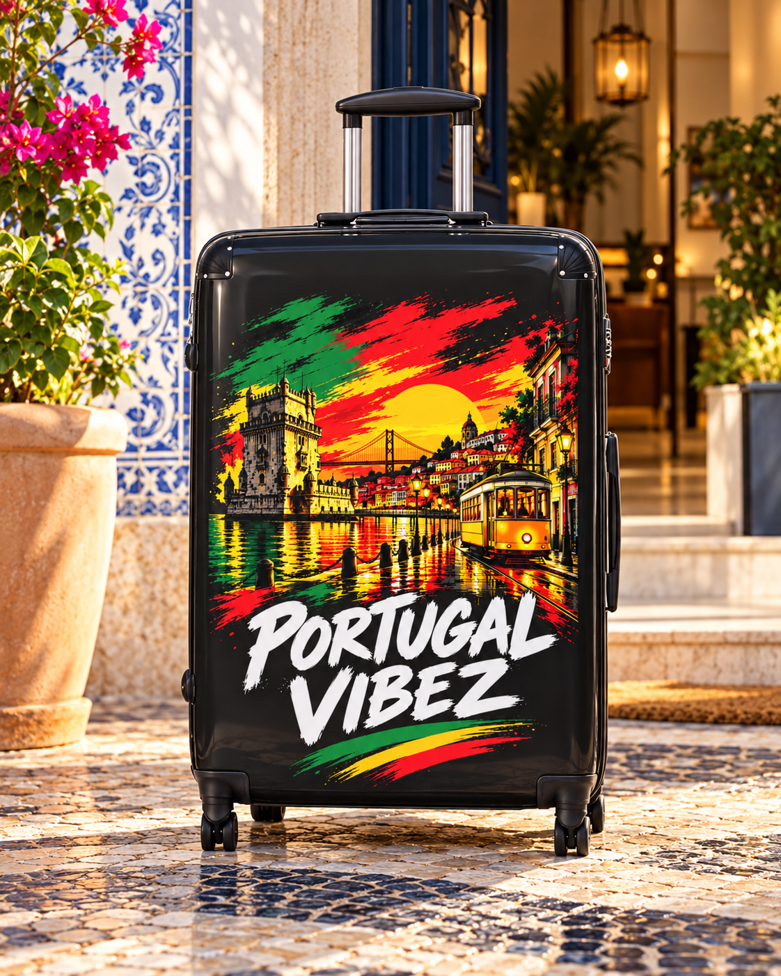 Portugal Vibez suitcase | Lisbon skyline travel luggage