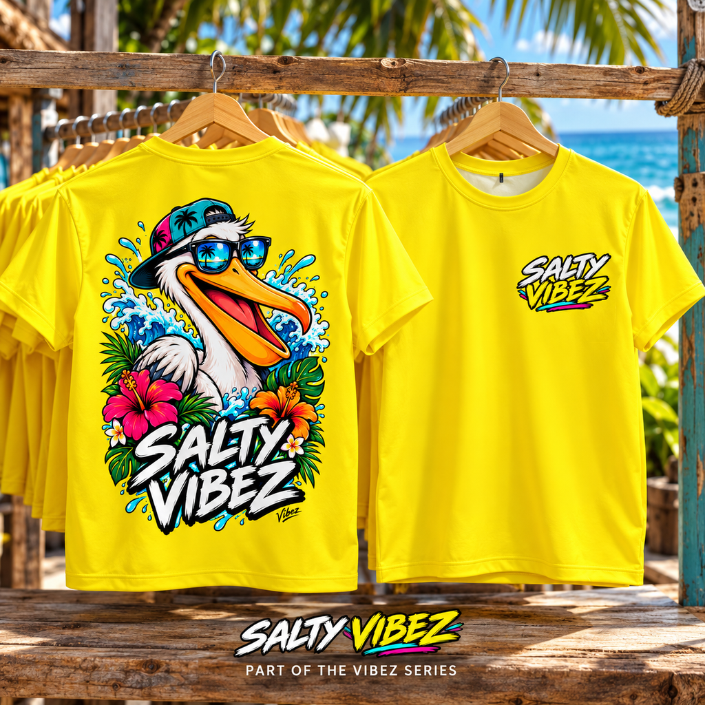 Salty Vibez Pelican Tee, Kids Jersey | Tropical Beach Surf Design