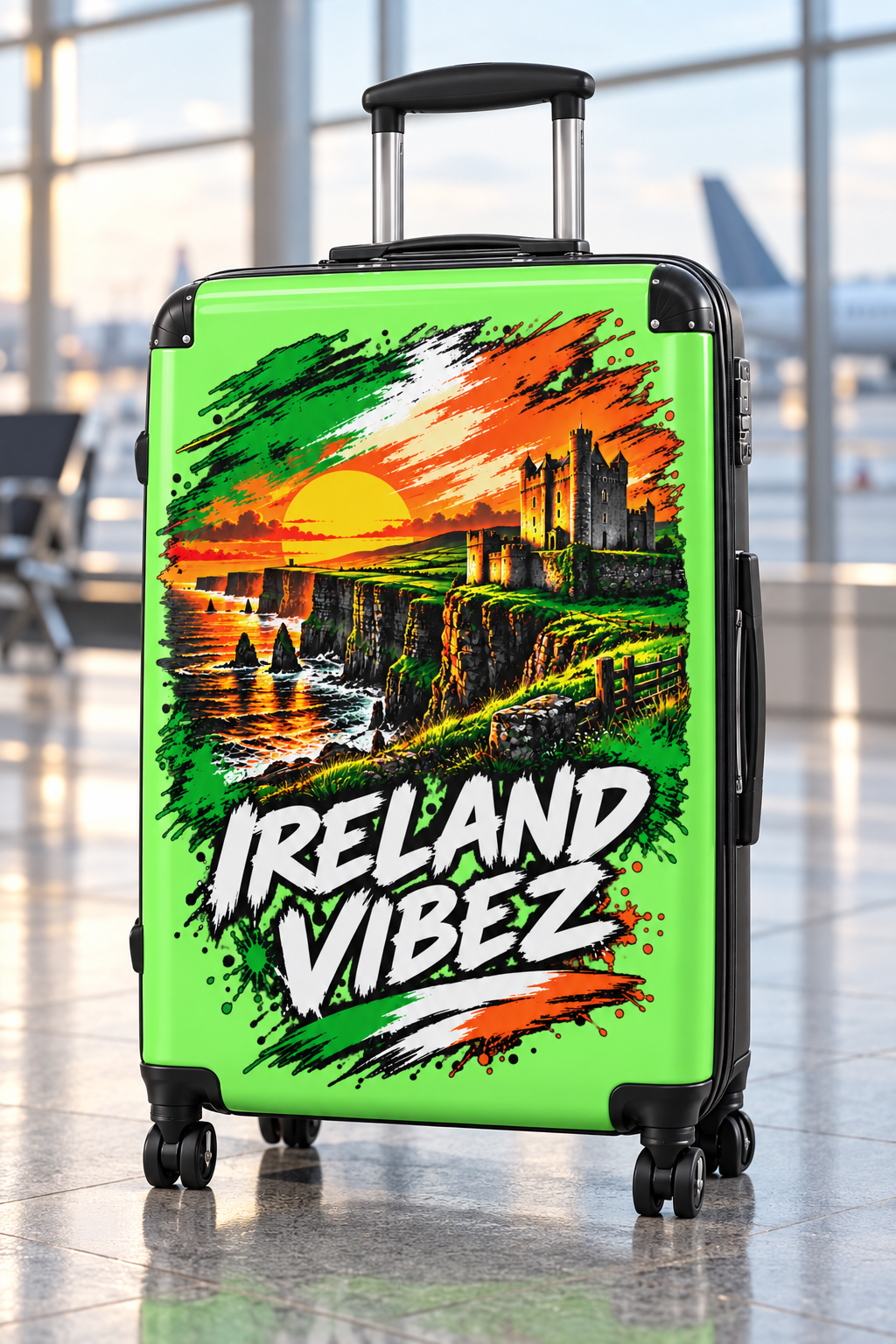 Ireland Vibez Suitcase | Cliffs, Castle Sunset Travel Luggage