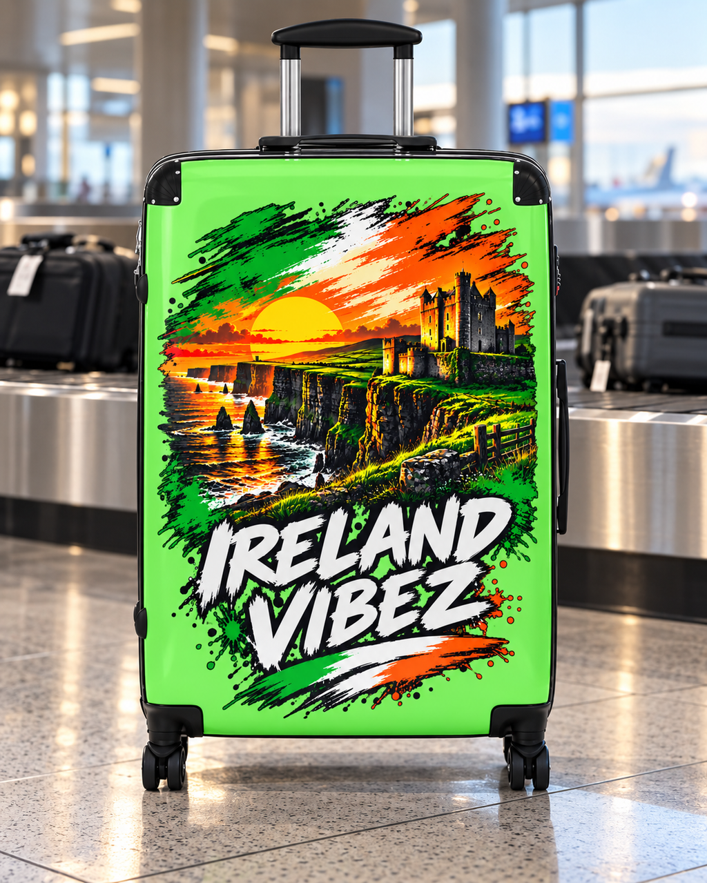 Ireland Vibez Suitcase | Cliffs, Castle Sunset Travel Luggage