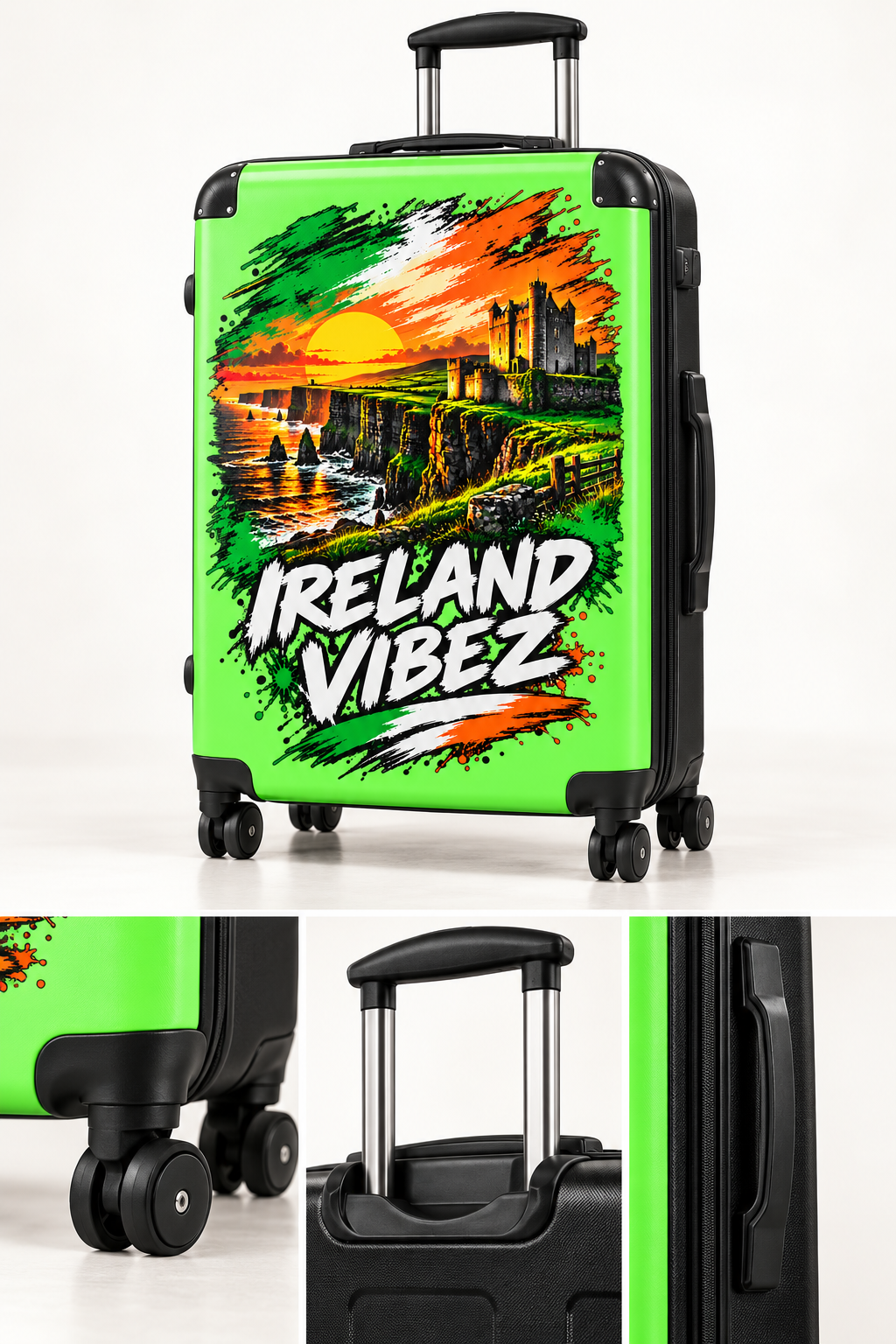 Ireland Vibez Suitcase | Cliffs, Castle Sunset Travel Luggage