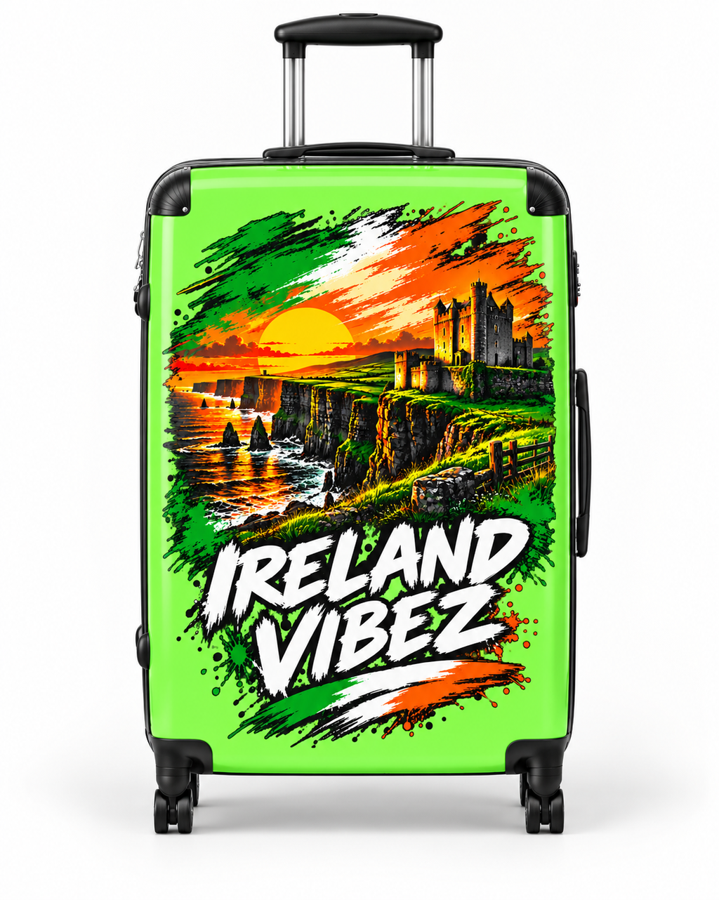 Ireland Vibez Suitcase | Cliffs, Castle Sunset Travel Luggage