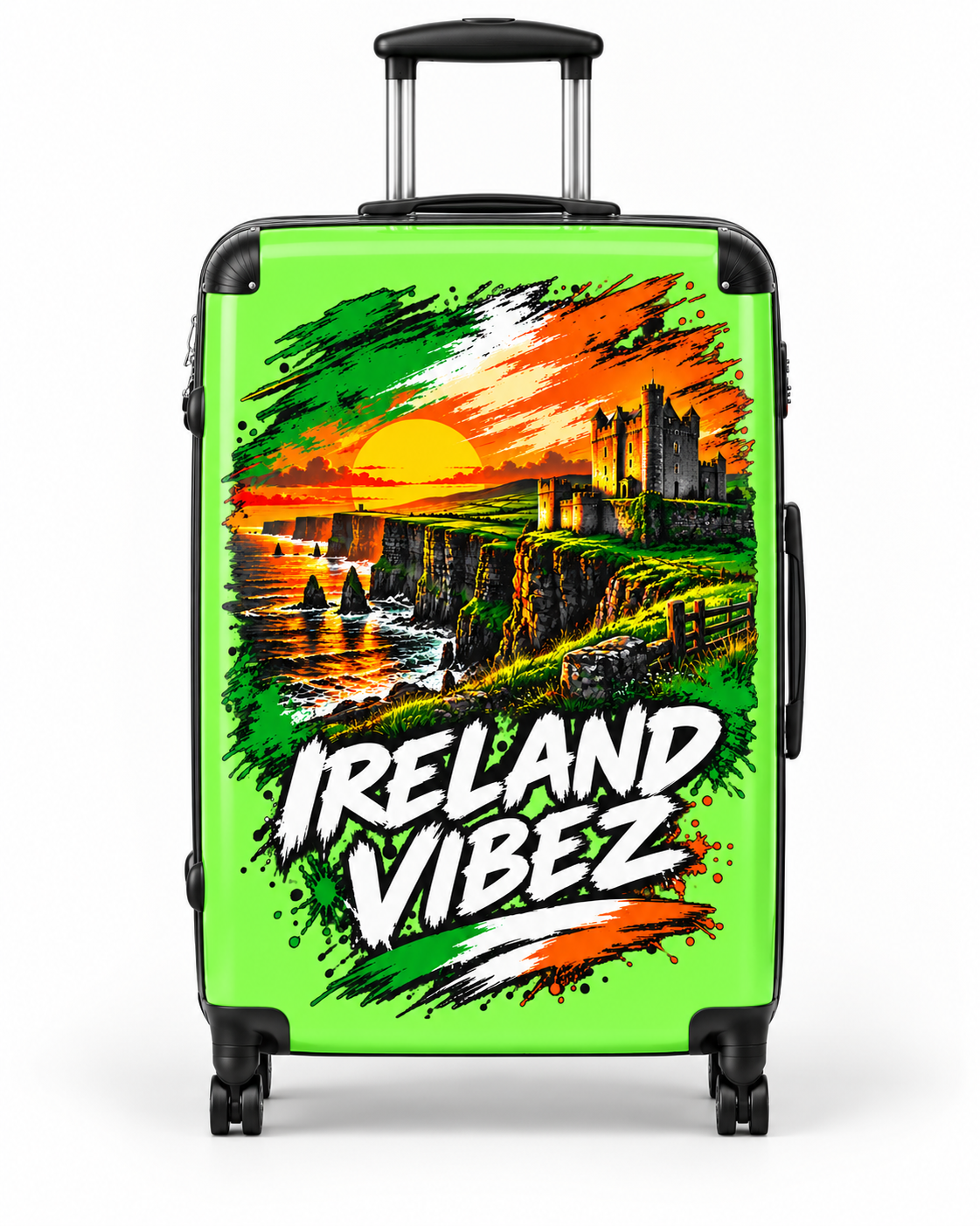 Ireland Vibez Suitcase | Cliffs, Castle Sunset Travel Luggage