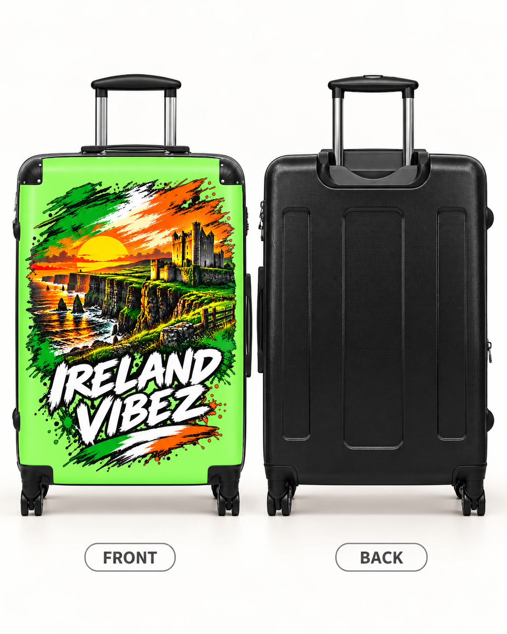 Ireland Vibez Suitcase | Cliffs, Castle Sunset Travel Luggage