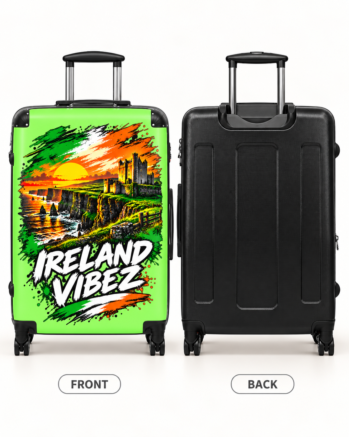 Ireland Vibez Suitcase | Cliffs, Castle Sunset Travel Luggage