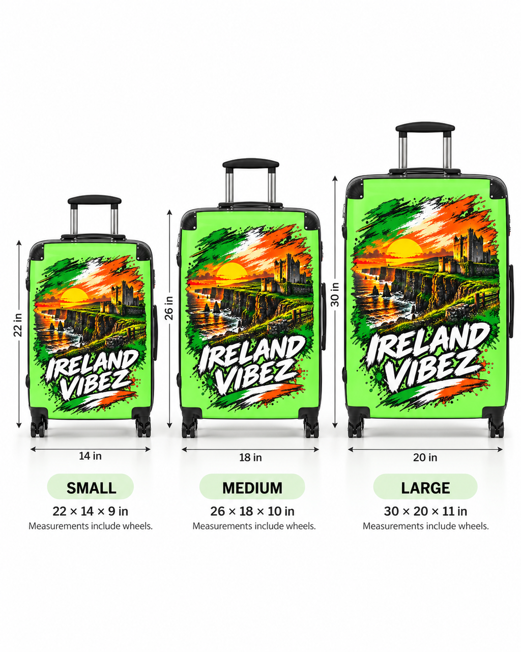 Ireland Vibez Suitcase | Cliffs, Castle Sunset Travel Luggage