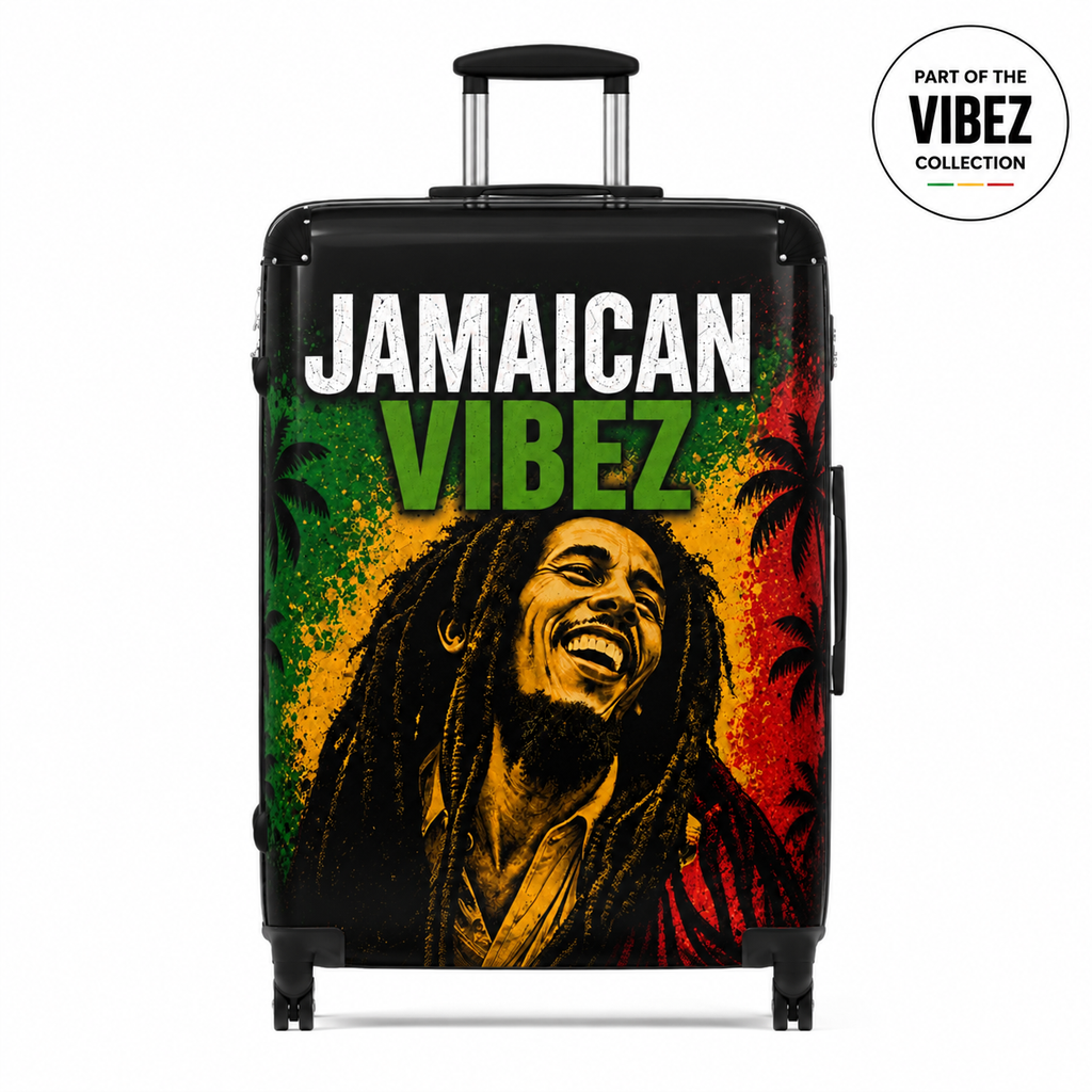 Jamaican Vibez Suitcase, Caribbean Travel Suitcase, Hard Shell Carry-On, Unique Gift for Travelers