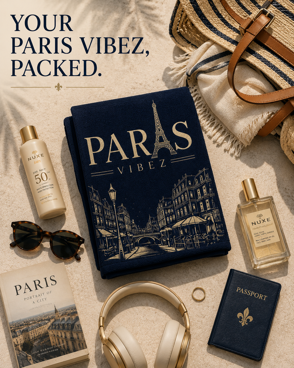 Paris Vibez Towel, Paris Beach Towel, Eiffel Tower Towel, French Travel Gift, Paris Lover Gift, Pool Towel, Vacation Towel