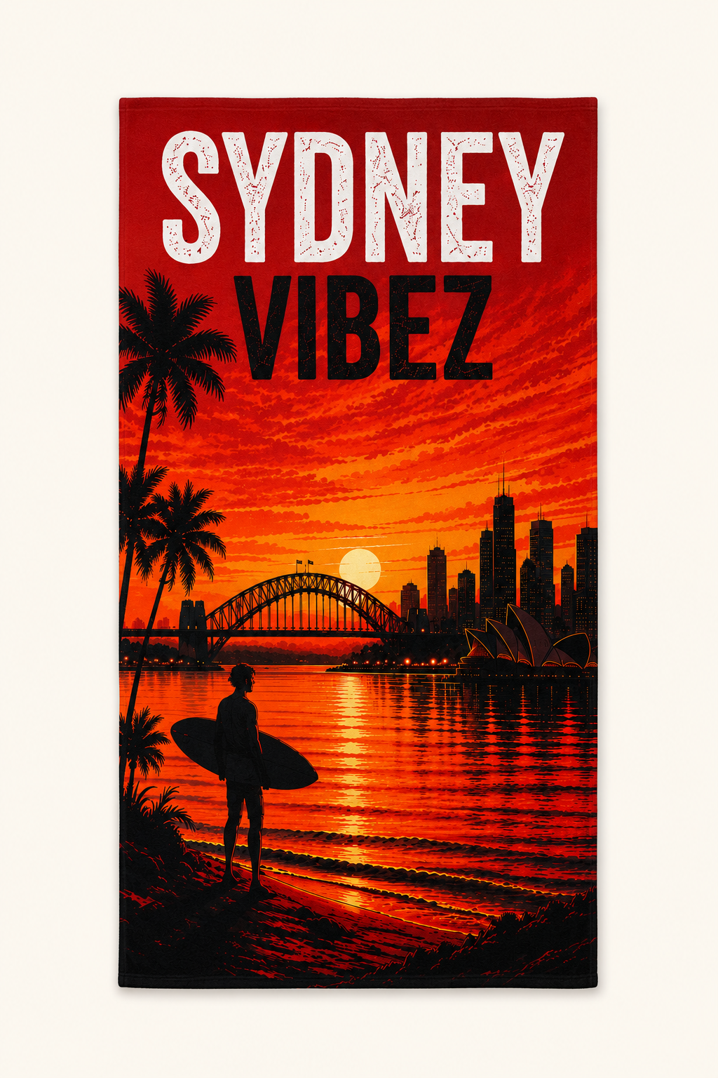 Sydney Australia Towel, Sydney Vibez Travel Towel, Australian Gift, Harbour Bridge Opera House Towel, Hotel Bath Pool Beach Towel