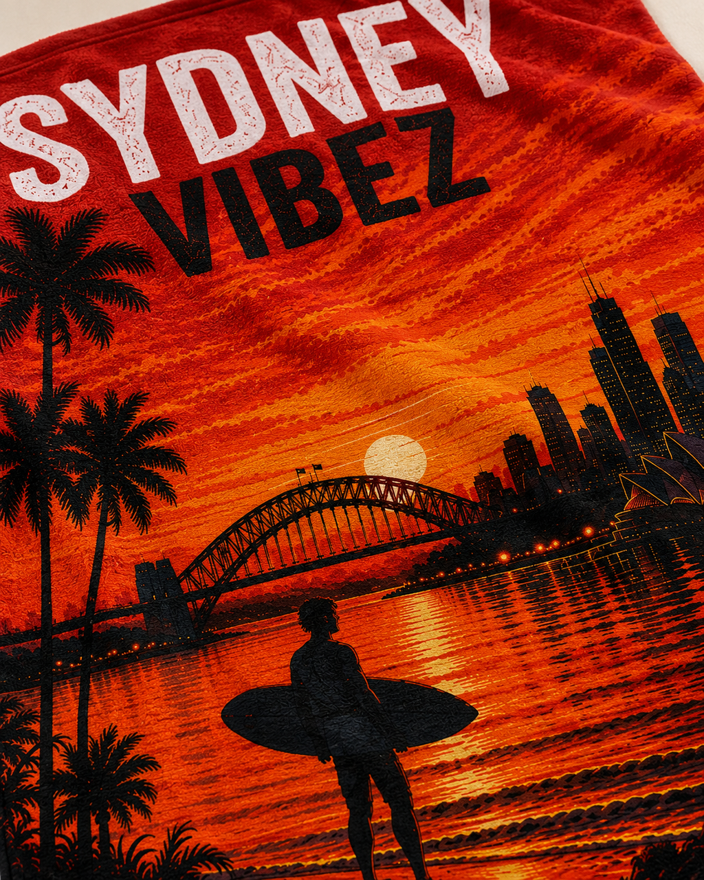 Sydney Australia Towel, Sydney Vibez Travel Towel, Australian Gift, Harbour Bridge Opera House Towel, Hotel Bath Pool Beach Towel