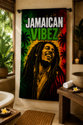 Jamaican Vibez Towel, Jamaica Reggae Inspired Bath Towel, Tropical Rasta Decor, Jamaican Gift, Beach Pool Shower Travel Towel