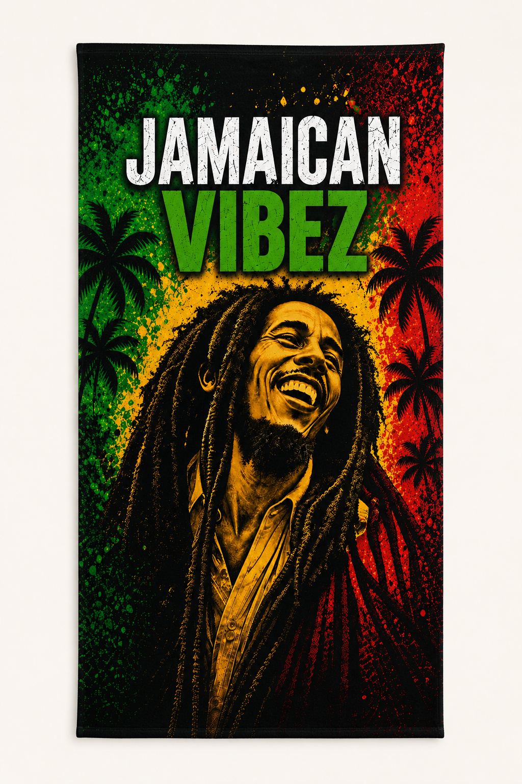 Jamaican Vibez Towel, Jamaica Reggae Inspired Bath Towel, Tropical Rasta Decor, Jamaican Gift, Beach Pool Shower Travel Towel