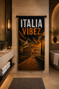 Italia Vibez Towel, Italy Colosseum Bath Towel, Rome Travel Gift, Italian Hotel & Shower Towel, Italy Vacation Decor