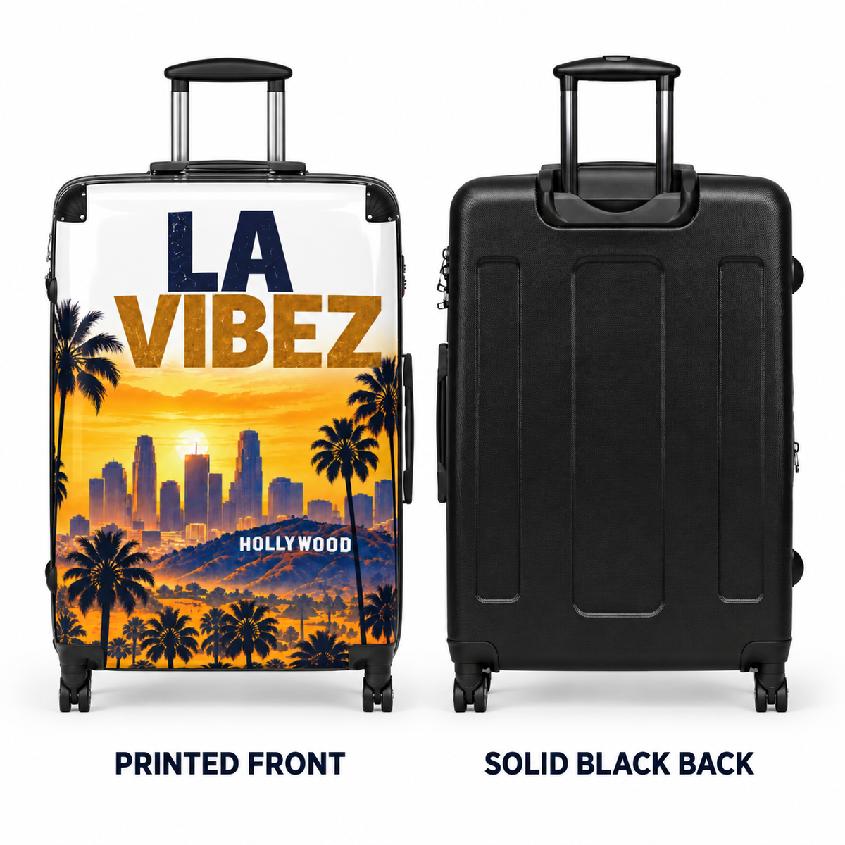 LA VIBEZ Suitcase, Los Angeles Luggage, California Travel Bag, Hollywood Palm Tree Suitcase, Unique Vacation Gift