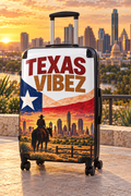 Texas Vibez Suitcase, Western Cowboy Hard Shell Luggage, Texas Travel Gift