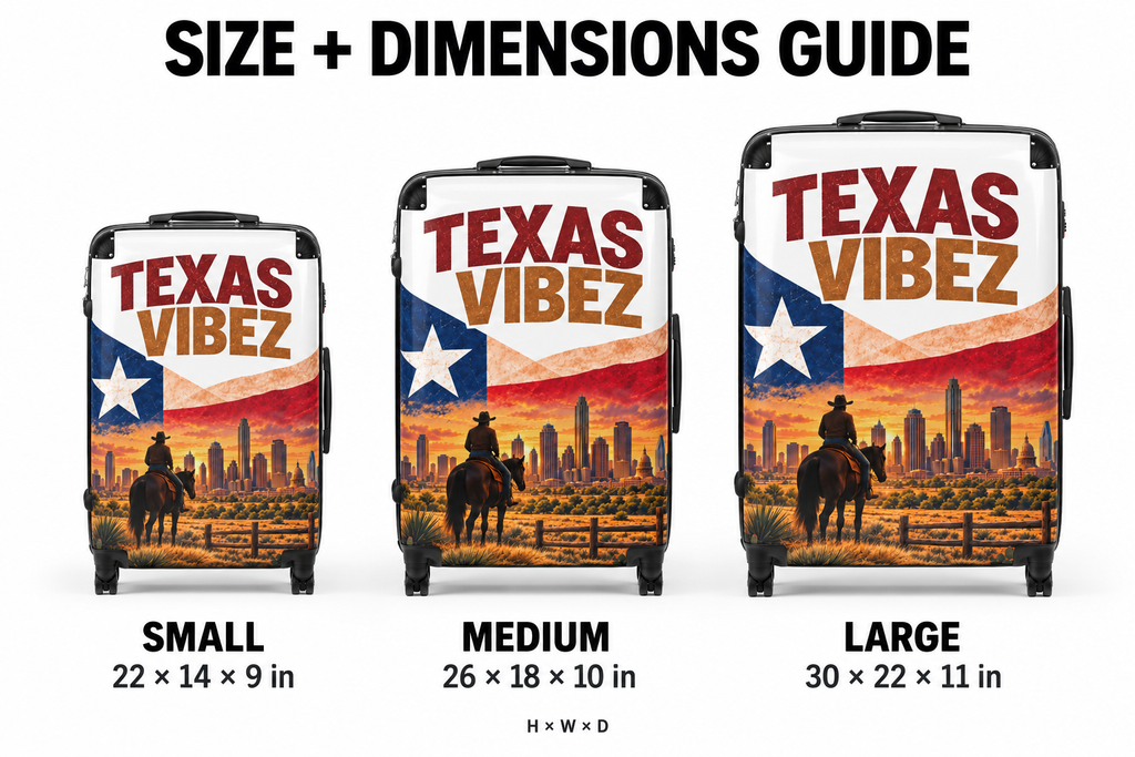 Texas Vibez Suitcase, Western Cowboy Hard Shell Luggage, Texas Travel Gift