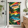 Jamaican Vibez Towel, Tropical Jamaica Beach and Bath Towel, Colorful Caribbean Travel Decor