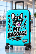 My Baggage Dog Suitcase, Turquoise Hardshell Luggage, Funny Teen Travel Gift
