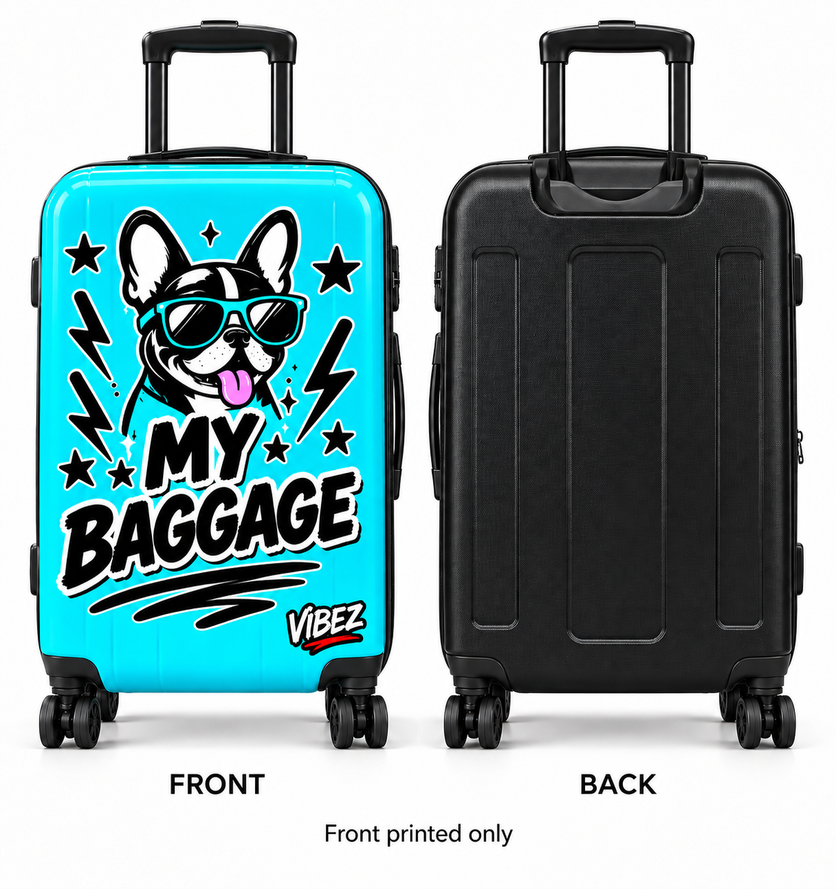 My Baggage Dog Suitcase, Turquoise Hardshell Luggage, Funny Teen Travel Gift