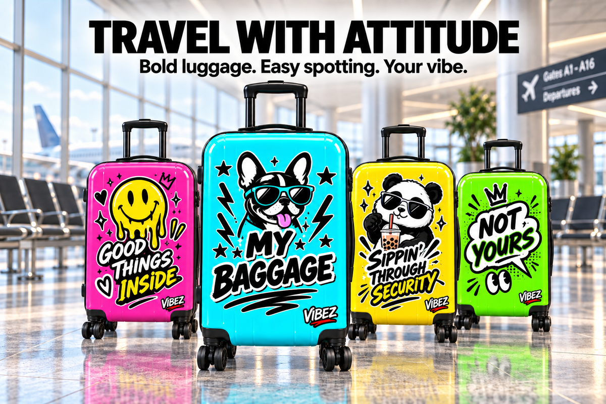 My Baggage Dog Suitcase, Turquoise Hardshell Luggage, Funny Teen Travel Gift