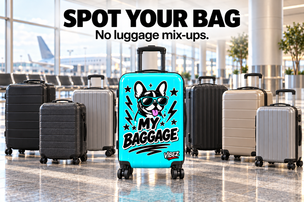 My Baggage Dog Suitcase, Turquoise Hardshell Luggage, Funny Teen Travel Gift