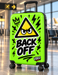 Neon Green Back Off Suitcase, Funny Teen Luggage, Graffiti Hard Shell Suitcase, Bold Travel Gift for Teenagers